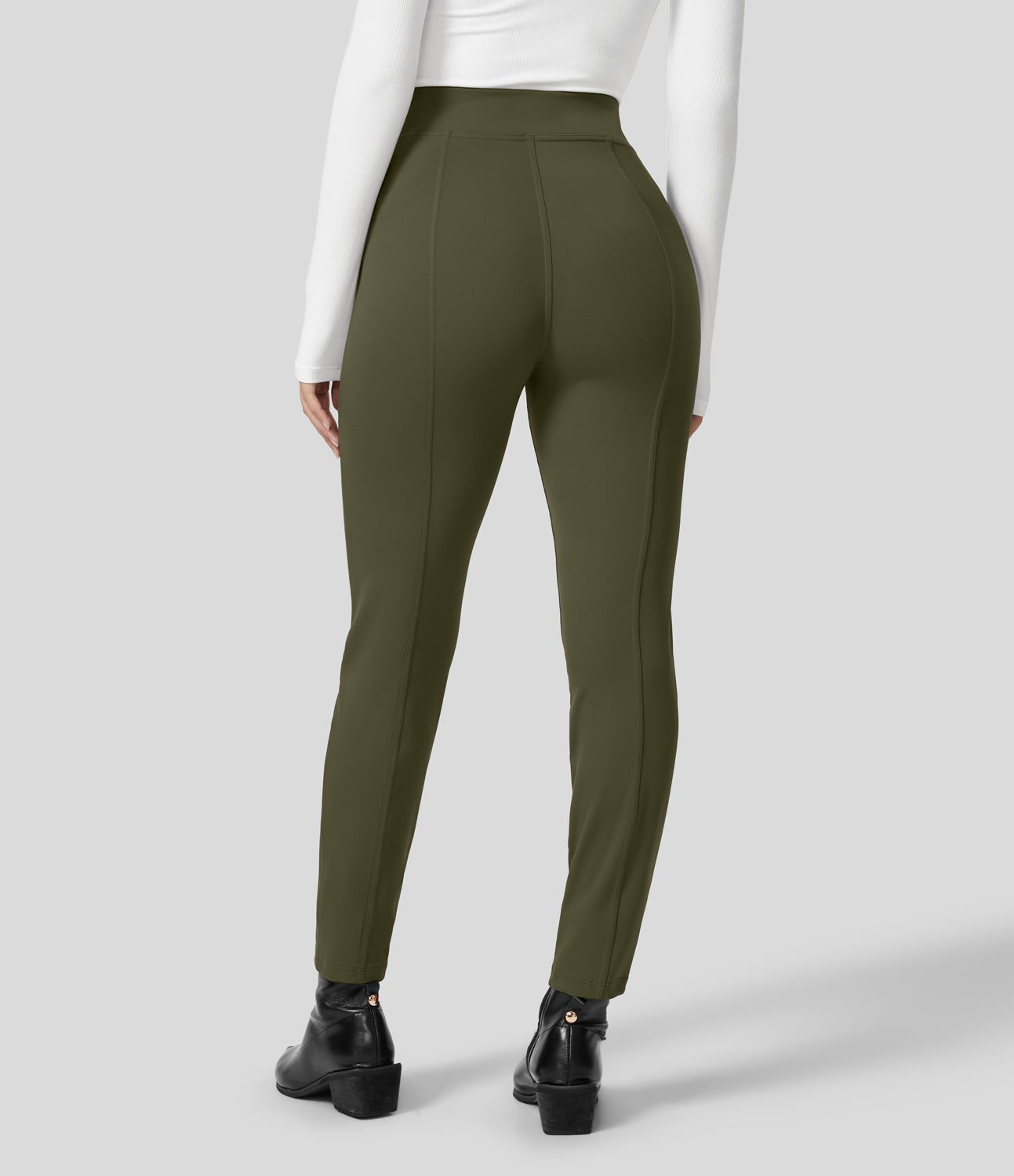 Pantalon ajusté taille haute zippé avec poches