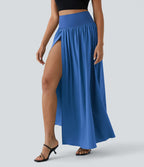 Breezeful™ Jupe Taille Haute Casual Maxi Séchage Rapide Fluide Fente Plissée 2 en 1