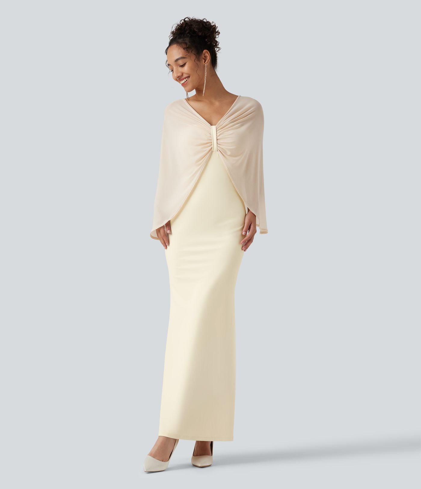 Robe maxi sirène SoftlyZero™ Plush bustier avec maintien intégré, coussinets amovibles et mesh contrasté