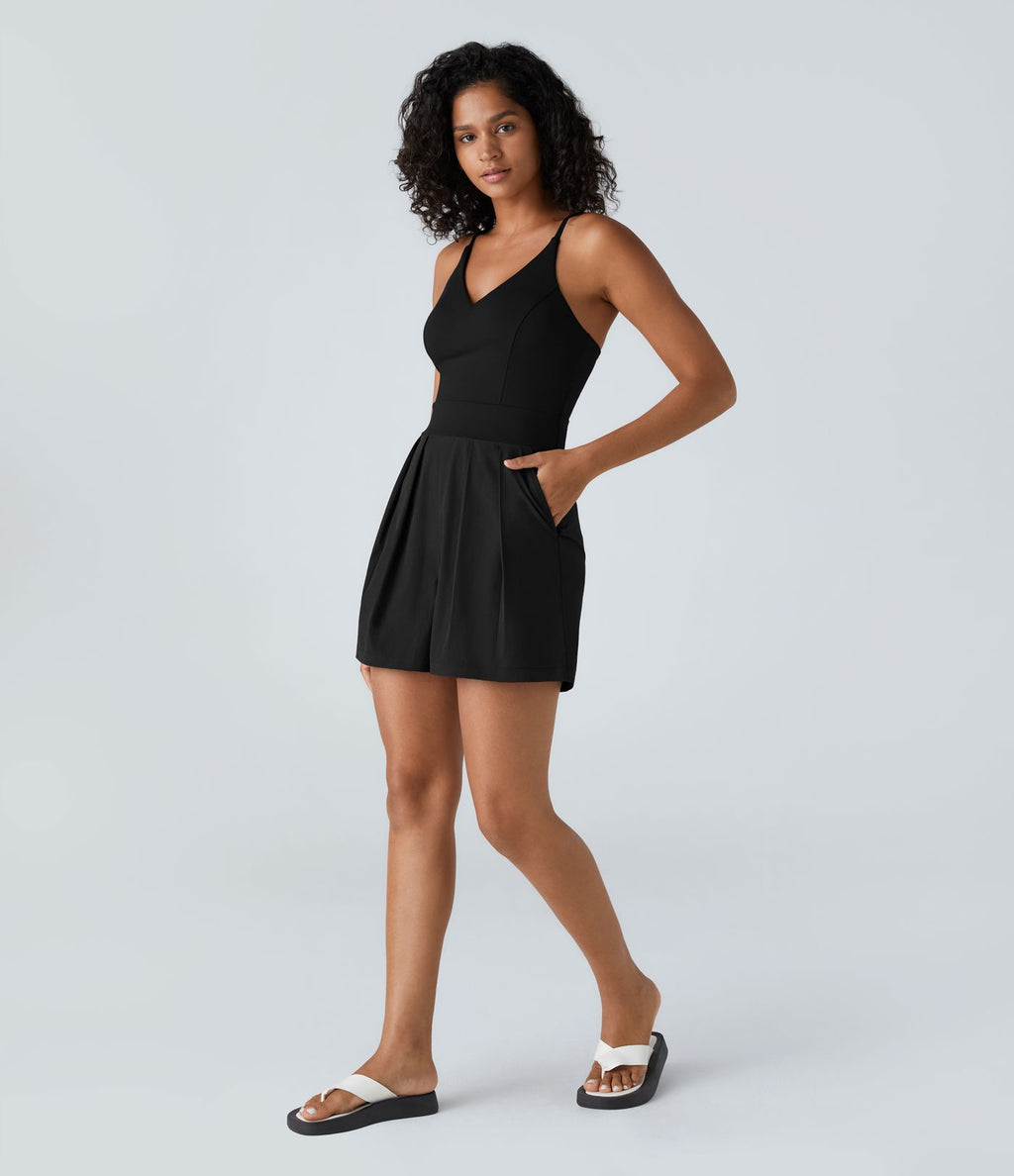 Breezeful™ Combishort Dos Nu Poche Zippée Invisible Sur le Côté Jambe Large Séchage Rapide