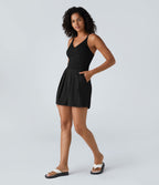 Breezeful™ Combishort Dos Nu Poche Zippée Invisible Sur le Côté Jambe Large Séchage Rapide