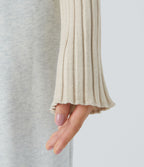 Pull Décontracté à Col Rond, Manches Longues et Volants