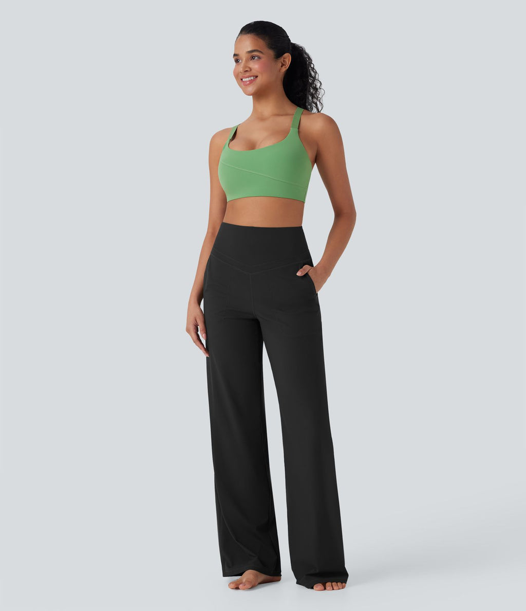 Pantalon de yoga droit gainant taille haute avec poches Halara UltraSculpt™