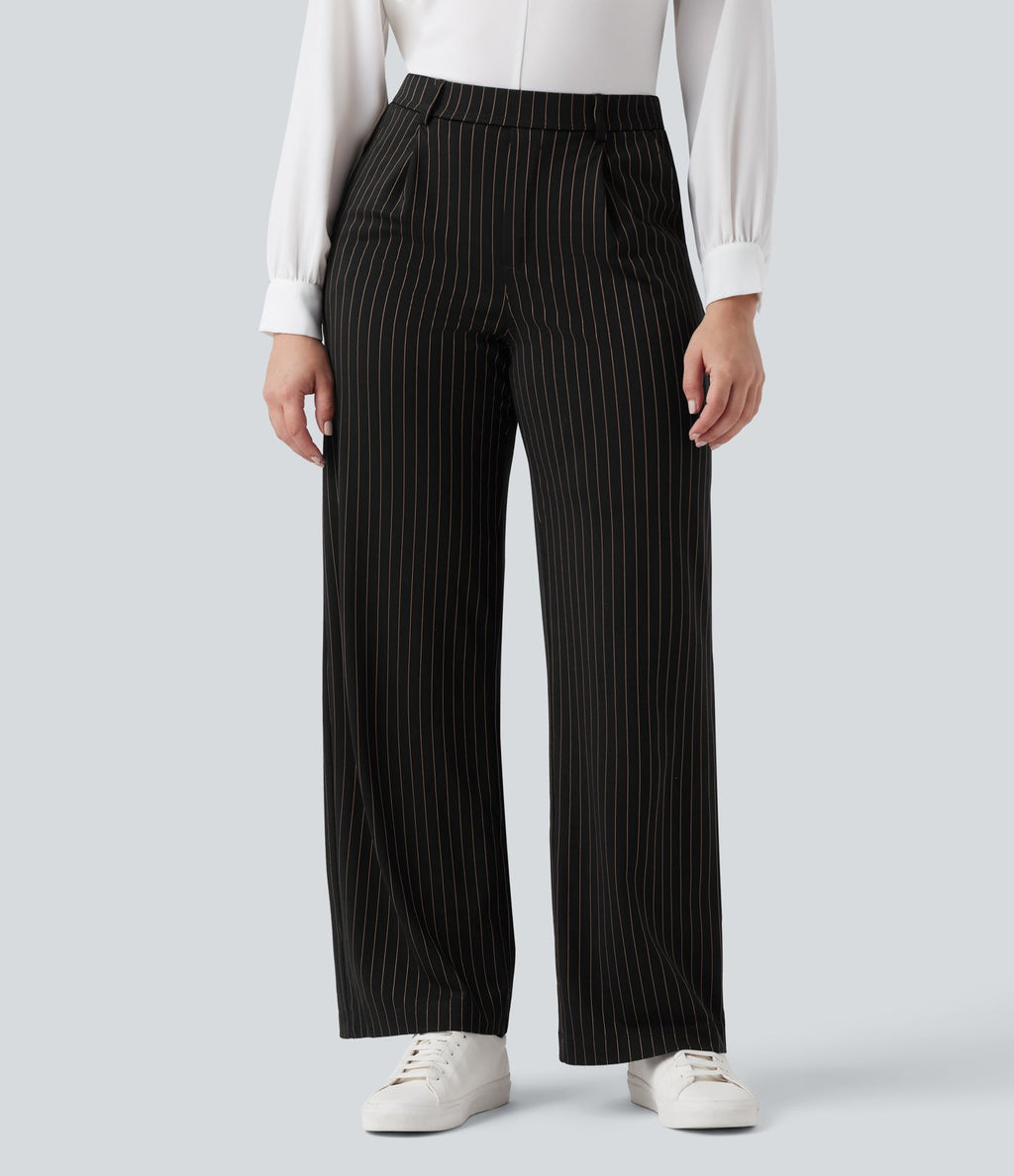 Pantalon Halara Flex™ tailleur droit taille haute rayé effet frais InstantCool avec poches