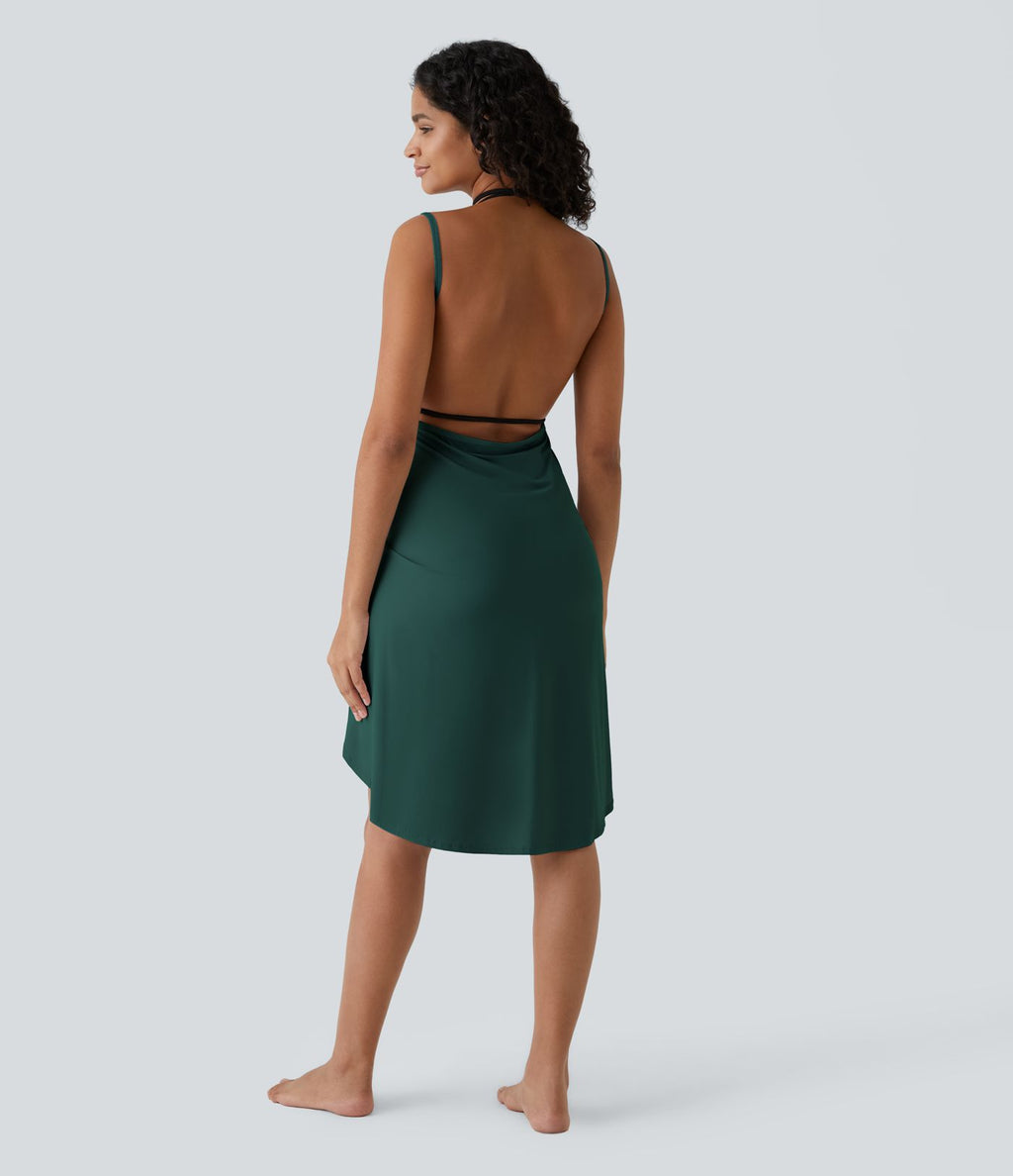 Robe de Plage Fines bretelles croisée dos nu effet portefeuille effet frais InstantCool