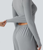 Combinaison workout SoftlyZero™ Airy manches longues trous pouces Cool Touch avec poches - Édition Easy Peasy