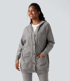 Cardigan à capuche avec boutons et poches