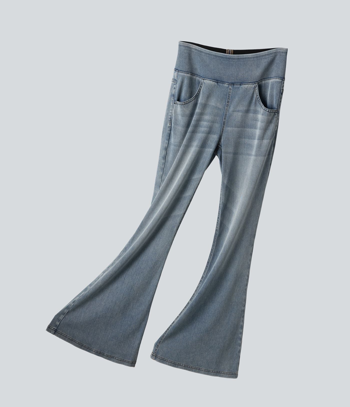 Halara Flex™ Jean évasé décontracté taille mi-haute en lyocell délavé avec poches
