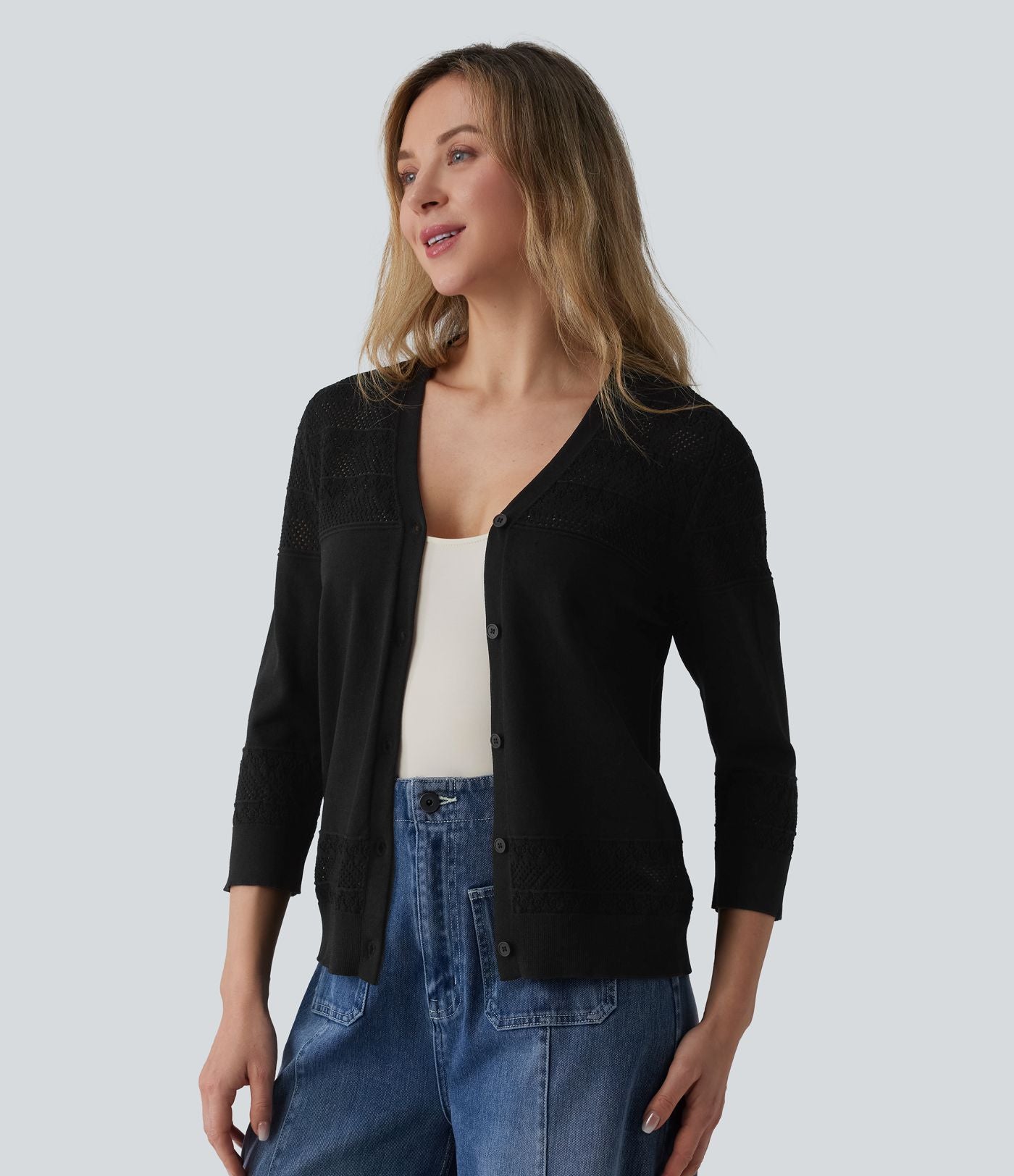 Gilet de travail col V boutonnage crochet