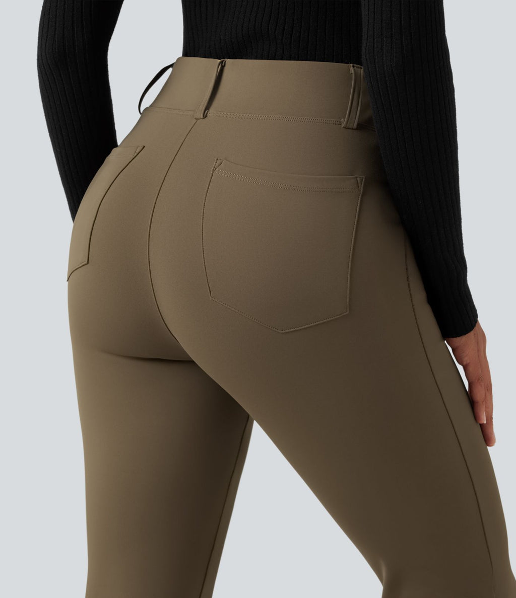 Pantalon tailleur évasé taille haute avec poches Halara Flex™
