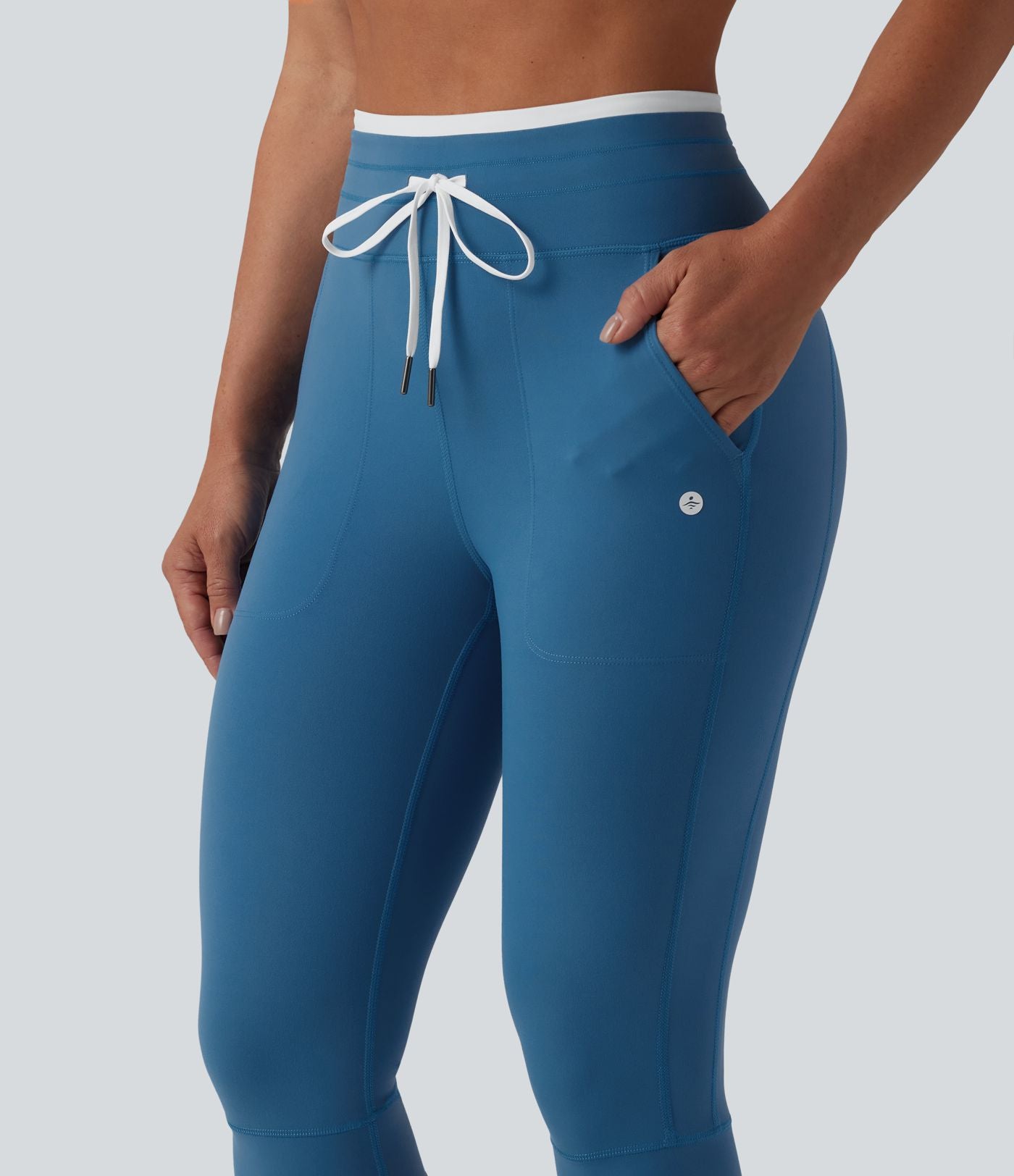 Legging de yoga corsaire Halara UltraSculpt™ color block taille haute gainant avec cordon de serrage avec poches