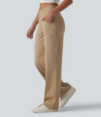 Halara Flex™ Jean large coloré taille haute croisée avec poches