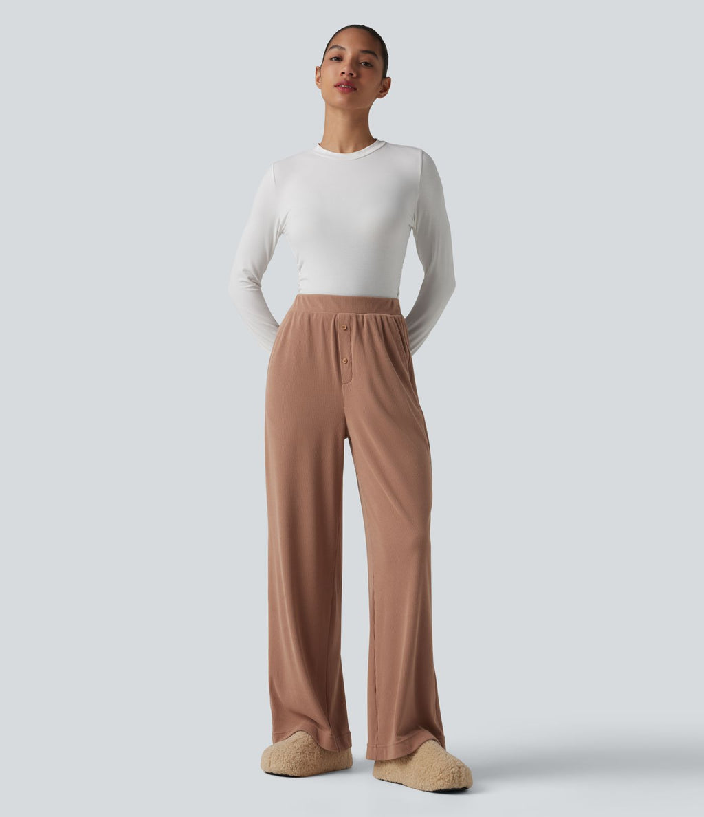 Pantalon de détente taille haute avec poches