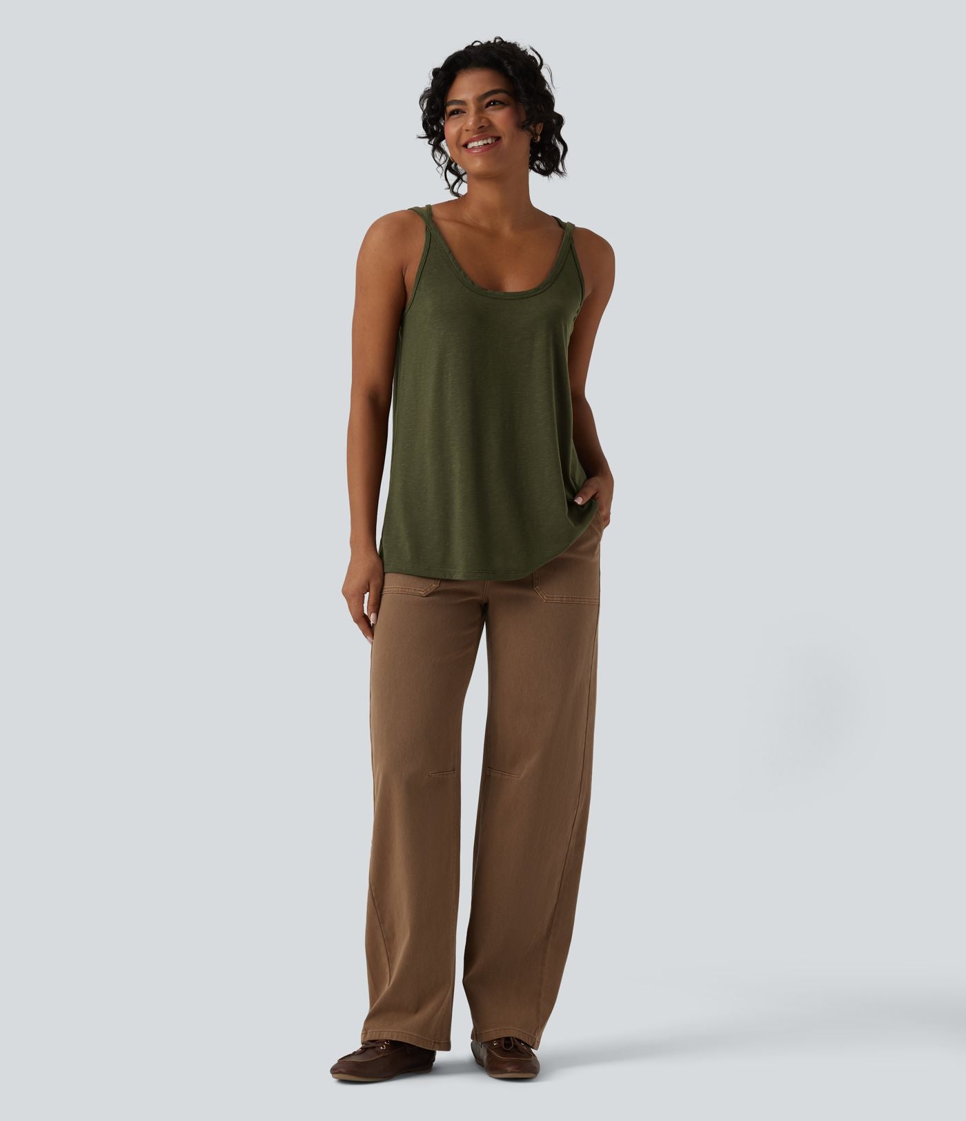 Débardeur casual col U coupe ample