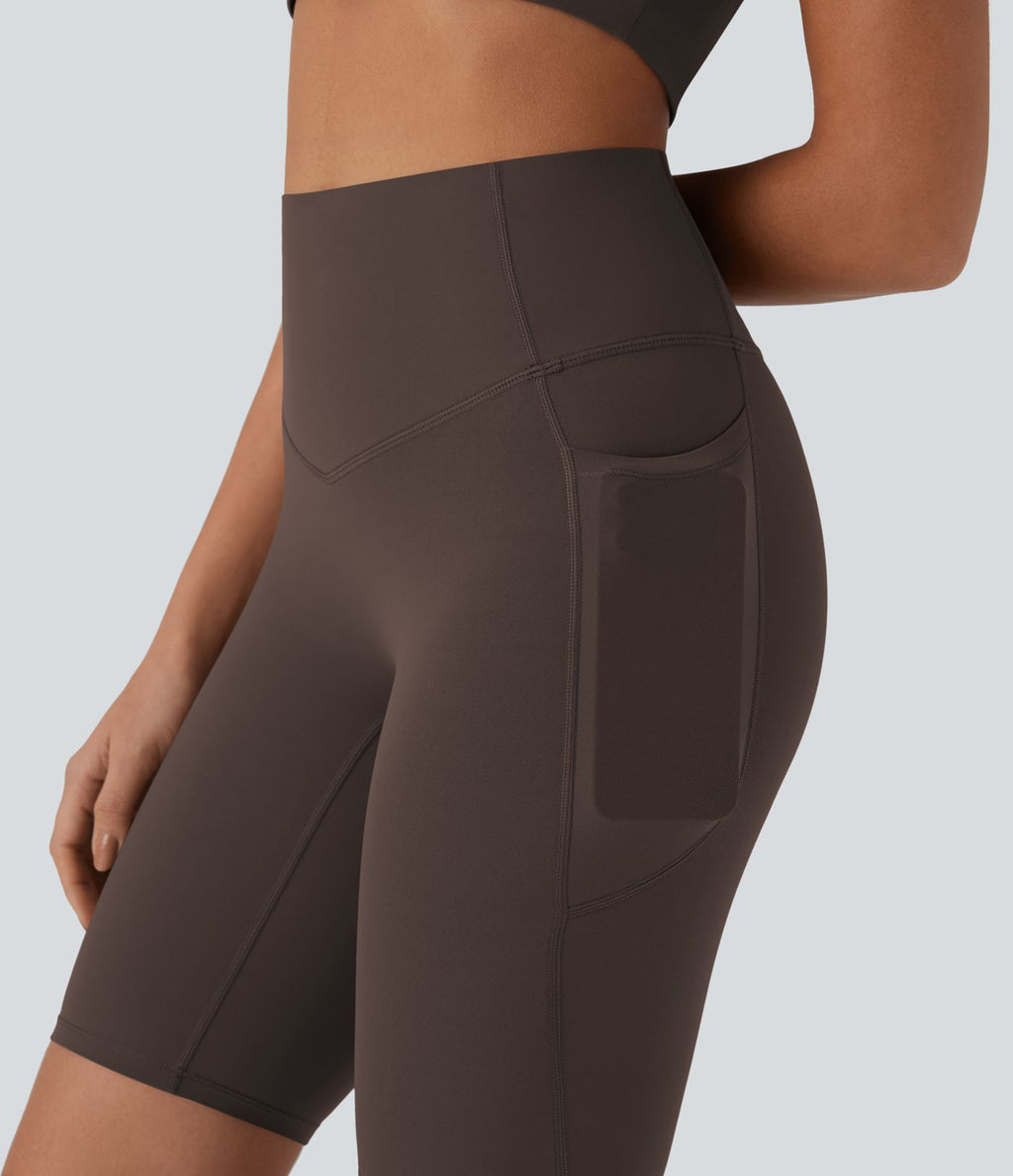Short cycliste 22,8 cm d'entraînement gainant taille haute avec poches Halara UltraSculpt™