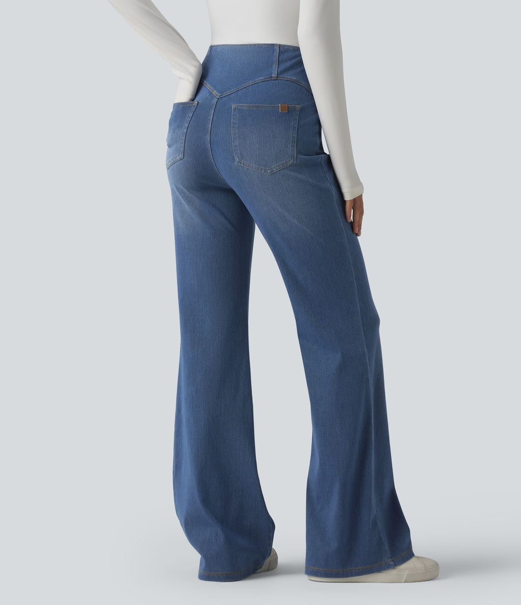 Halara Flex™ Jean évasé casual taille haute ventre plat avec poches