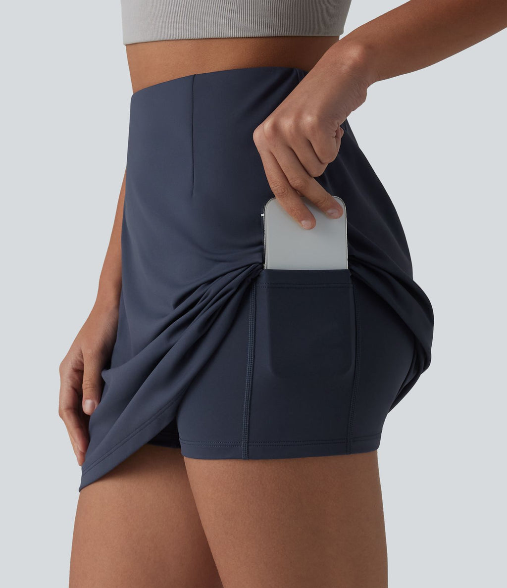 Halara UltraSculpt™ Jupe mini de sport 2-en-1 ventre plat taille haute avec poches