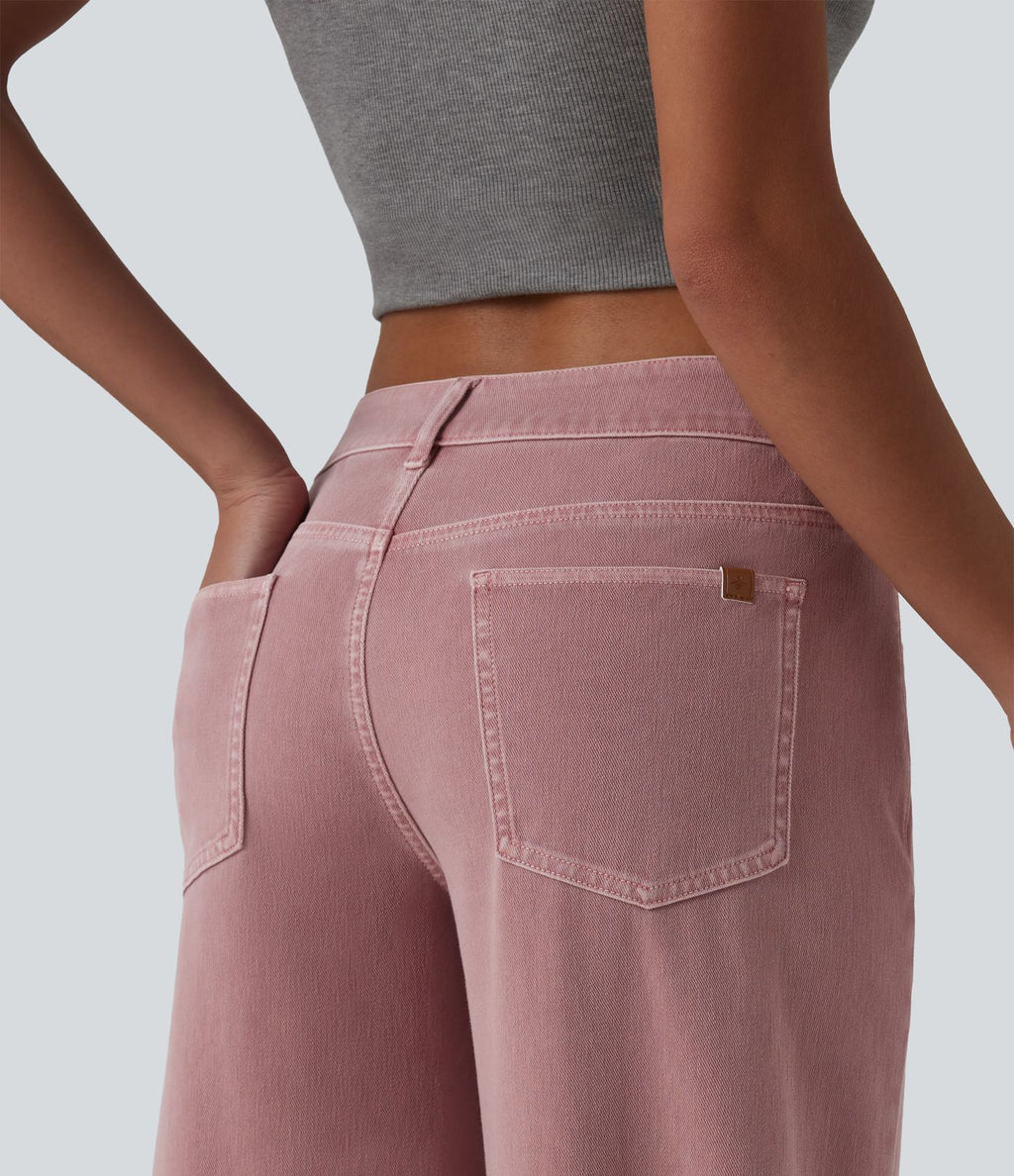 Halara Flex™ Jean large casual asymétrique coloré taille basse avec poches
