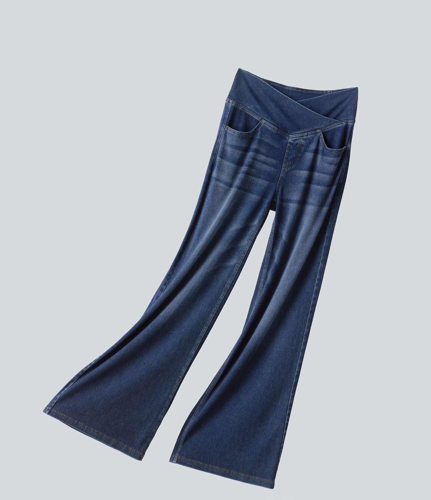 Halara Flex™ Jean large casual taille haute croisée en lyocell drapé lavé avec poches