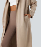 Cardigan long à capuche manches longues avec poches
