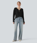 T-shirt col Henley à manches longues