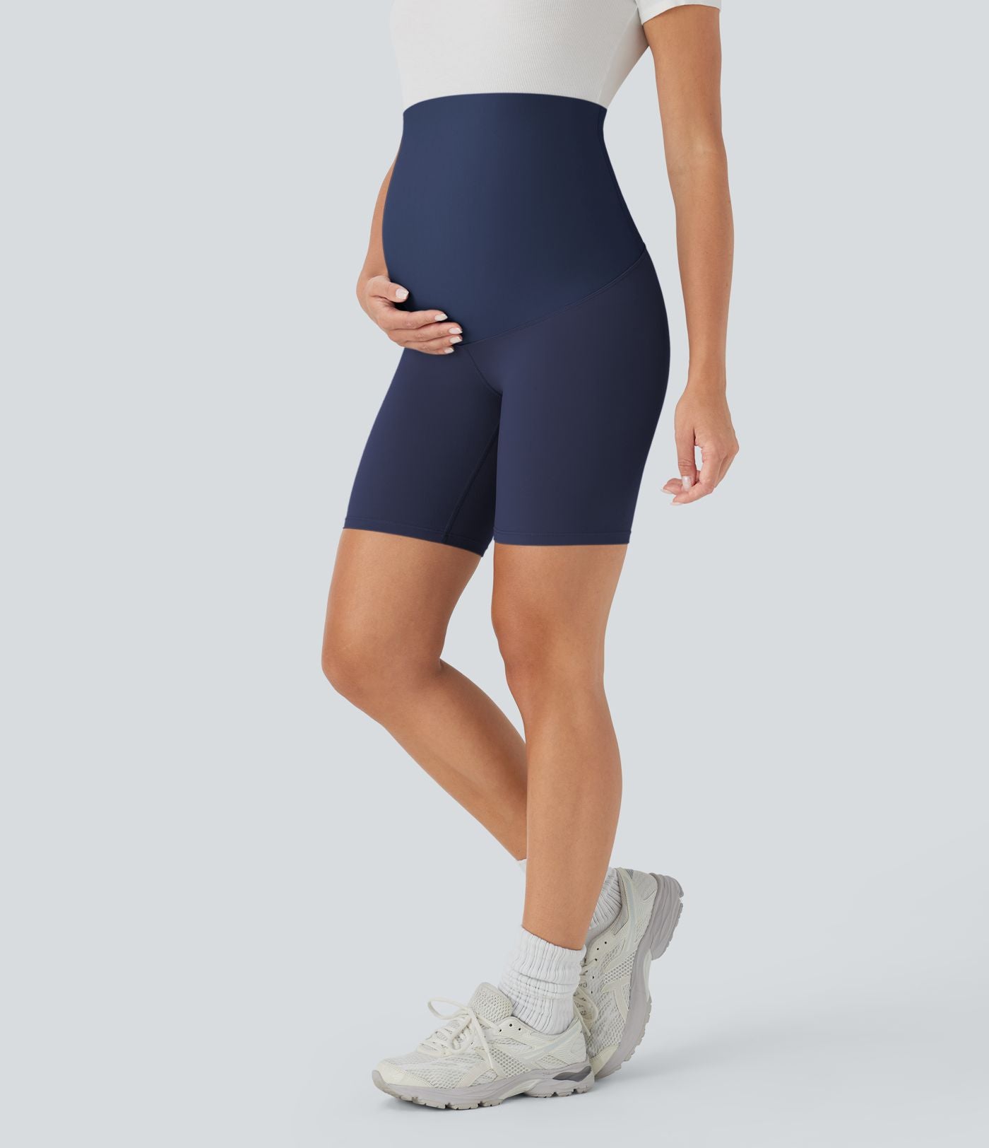 Short cycliste de yoga de maternité Softlyzero™ à taille super haute 17,5 cm-UPF50+