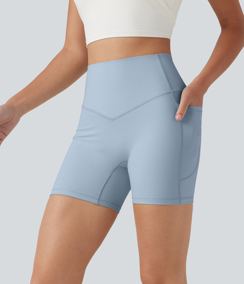 Short biker Halara UltraSculpt™ taille haute effet ventre plat avec poches, 12,5 cm