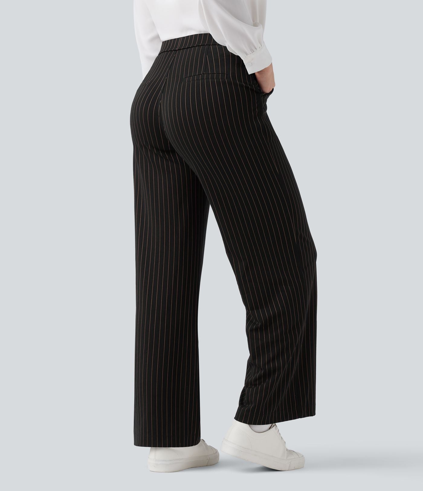 Pantalon Halara Flex™ tailleur droit taille haute rayé effet frais InstantCool avec poches