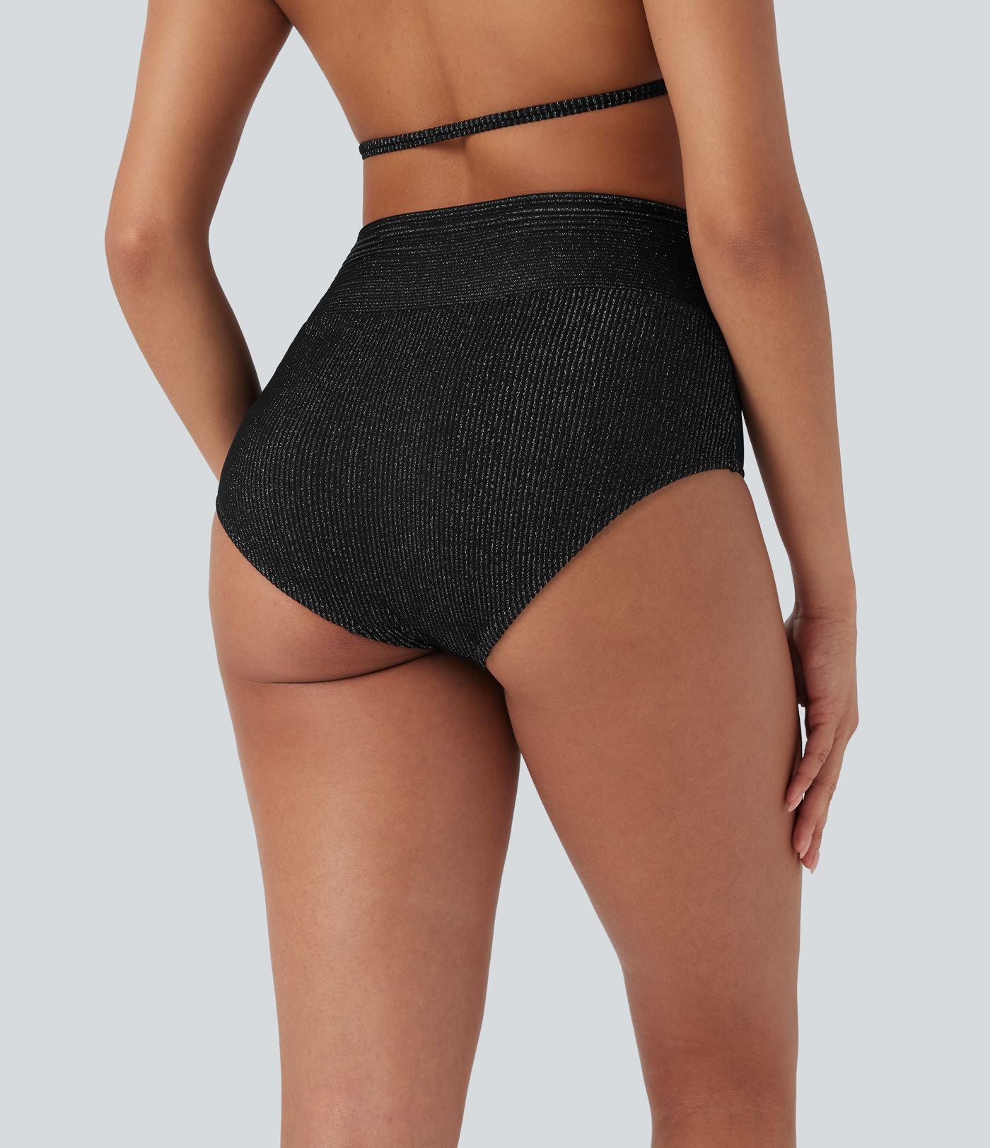 Bas de bikini maillot de bain côtelé taille basse croisé