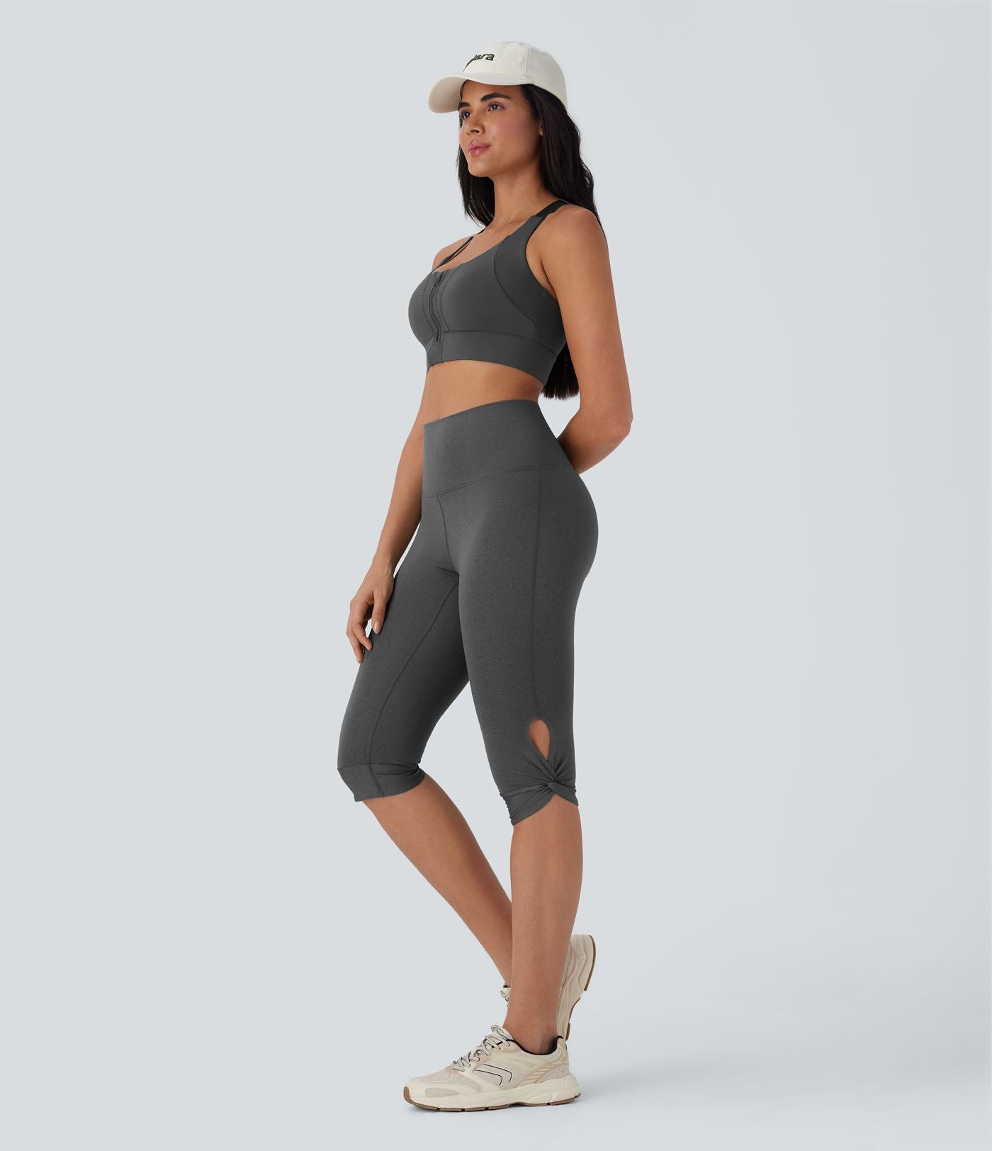 Leggings corsaire de yoga à taille haute, découpes, détails torsadés, séchage rapide et poche