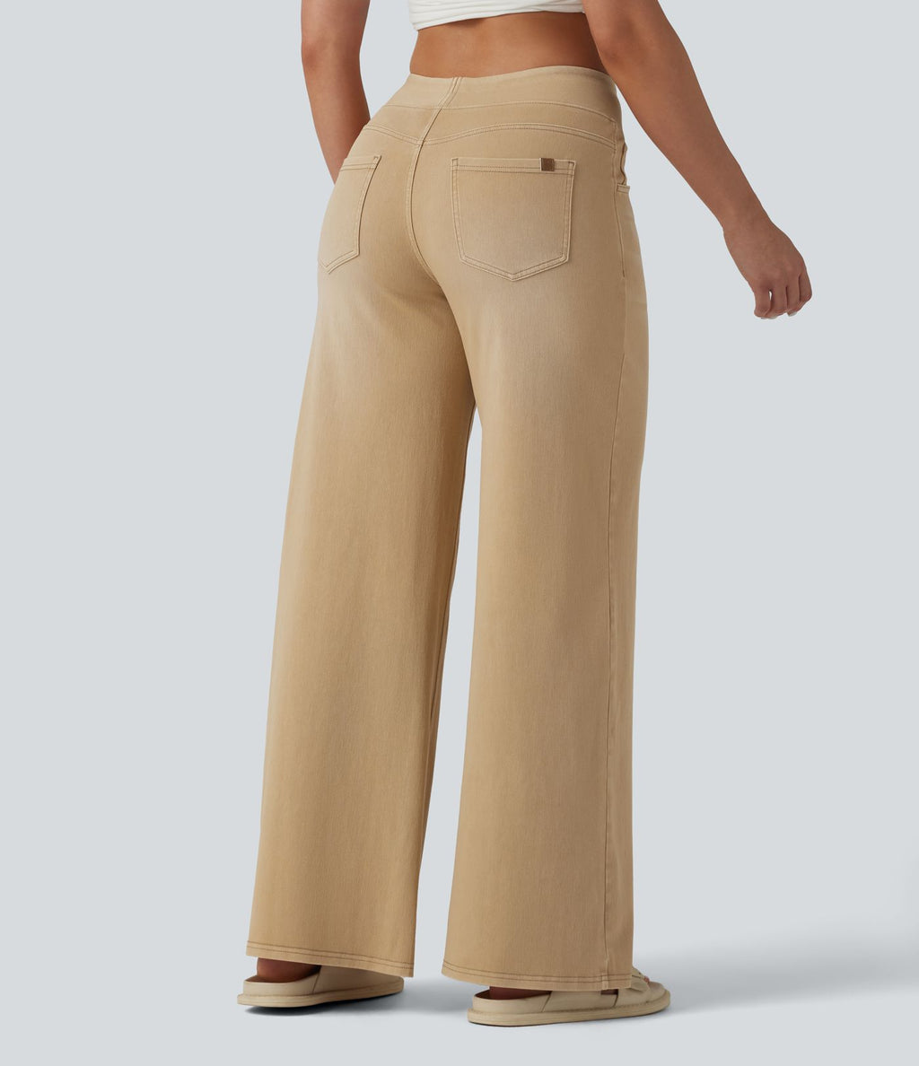 Halara Flex™ Jean large coloré délavé taille haute avec poches