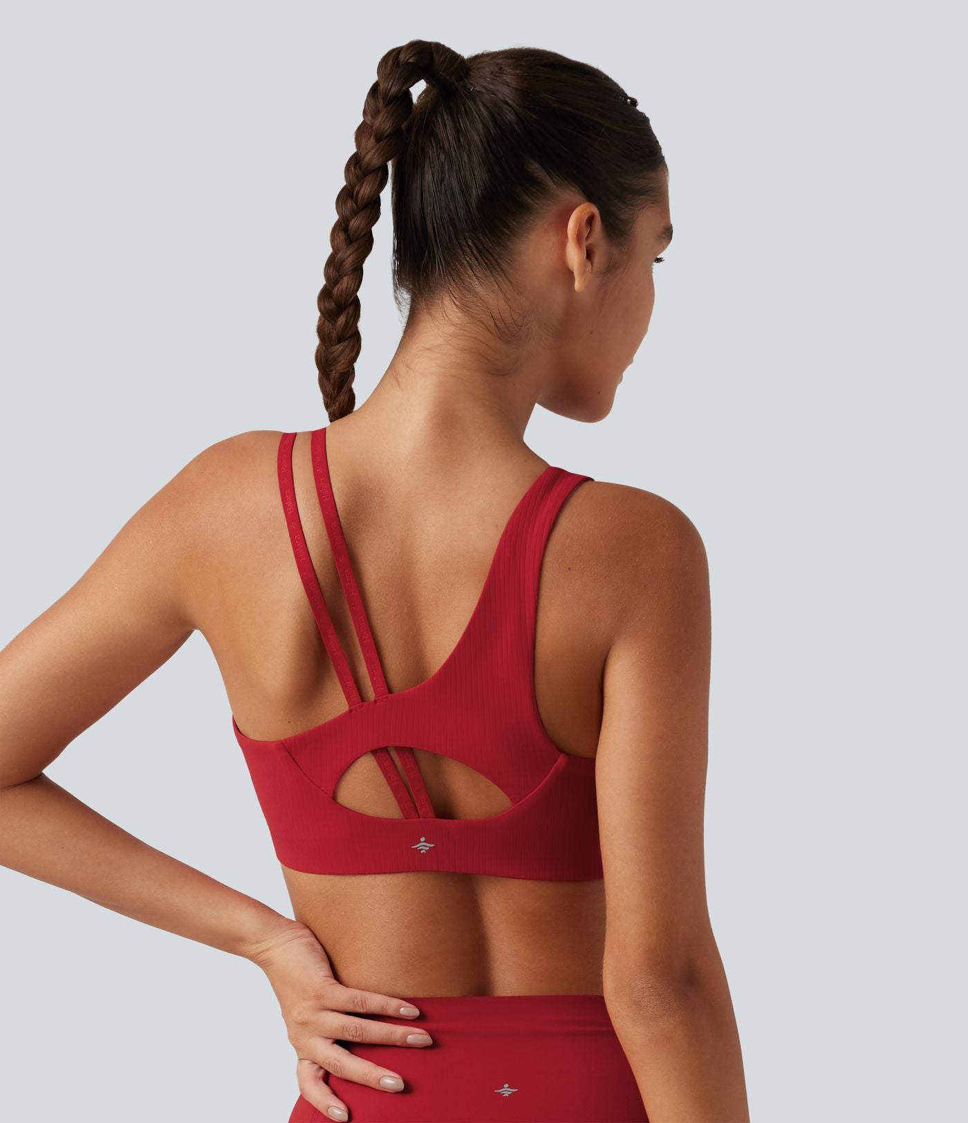 Brassière de running Halara UltraSculpt™ côtelée maintien léger asymétrique avec découpe et coussinets amovibles