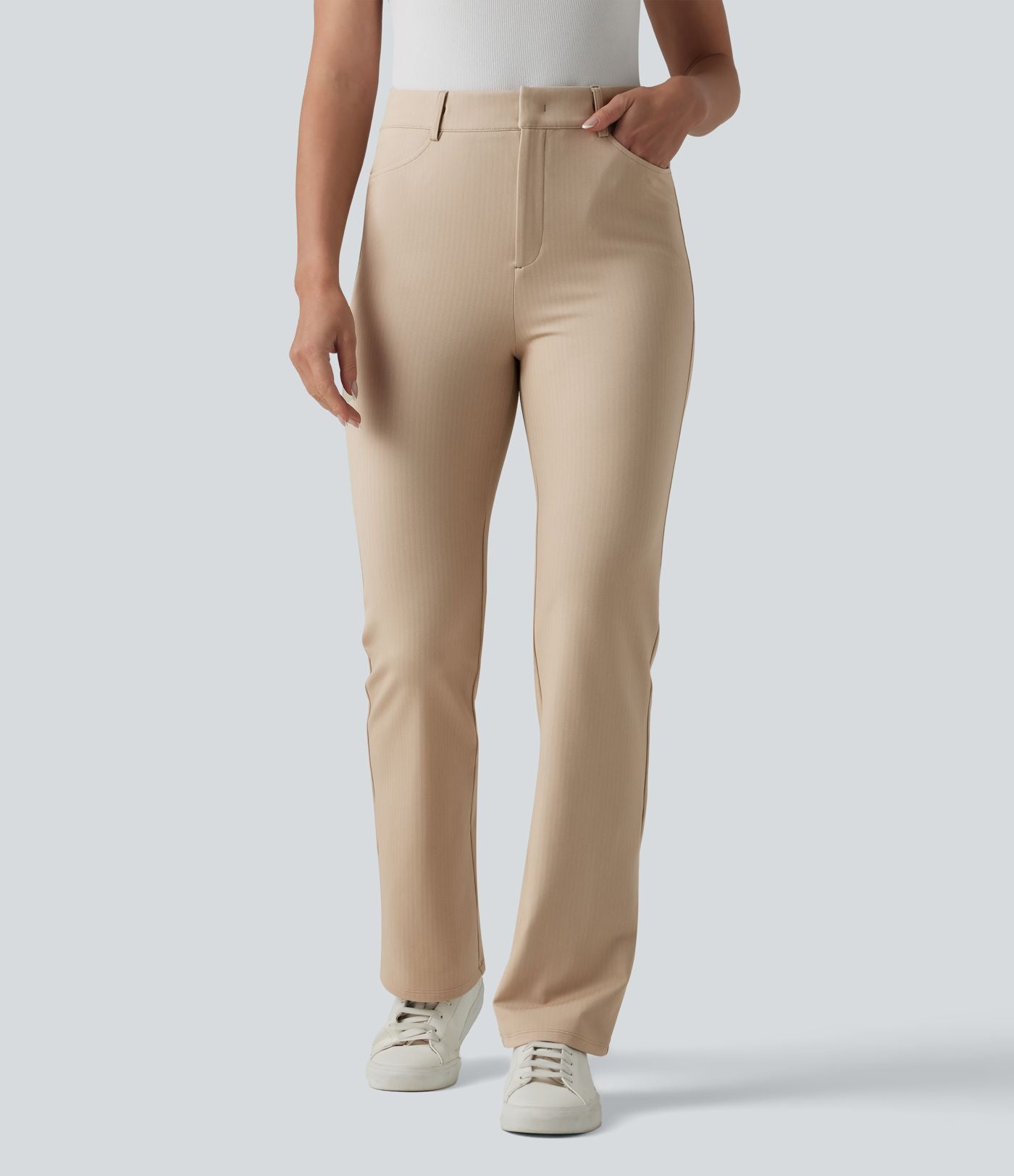 Halara Flex™ Pantalon tailleur bootcut taille haute à chevrons avec poches