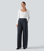 Pantalon de travail Halara Flex™ ample à rayures, taille haute, avec poches