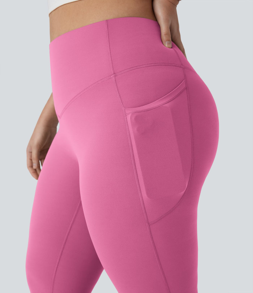 Pantalon de yoga à coupe bootcut gainant taille haute grande taille avec poches Halara UltraSculpt™