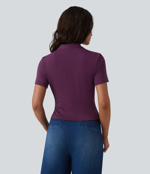 Blouse col V manches courtes pour le bureau