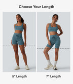Short cycliste de yoga Halara UltraSculpt™ chiné, taille haute, cordon de serrage, séchage rapide, 17,5 cm, avec poches