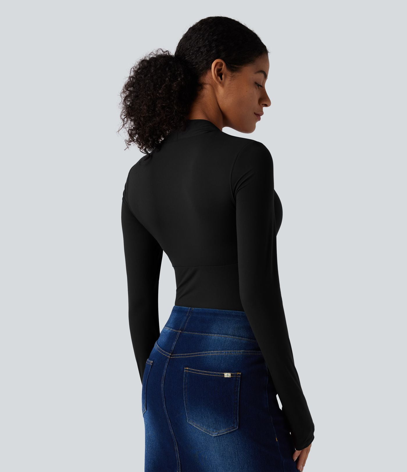 Body casual push-up ultra-extensible à manches longues avec passants pouces - Bonnet A/B