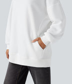 Sweat-shirt décontracté en polaire, col rond, manches longues, poches latérales, coupe oversize