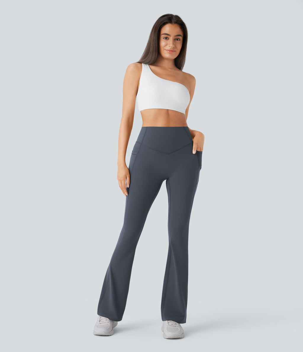 Pantalon de yoga à coupe bootcut gainant galbant taille haute avec effet scrunch et poches Halara UltraSculpt™