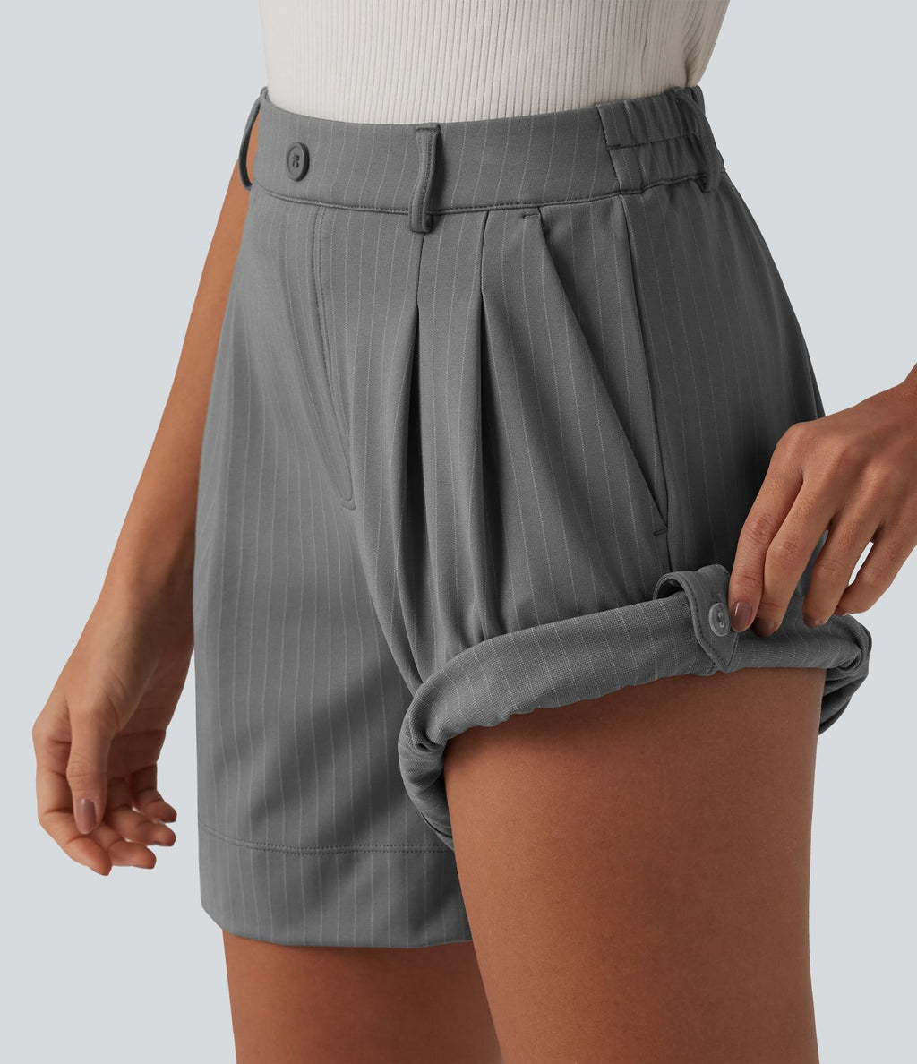 Short casual à rayures 12,5 cm taille haute avec poches
