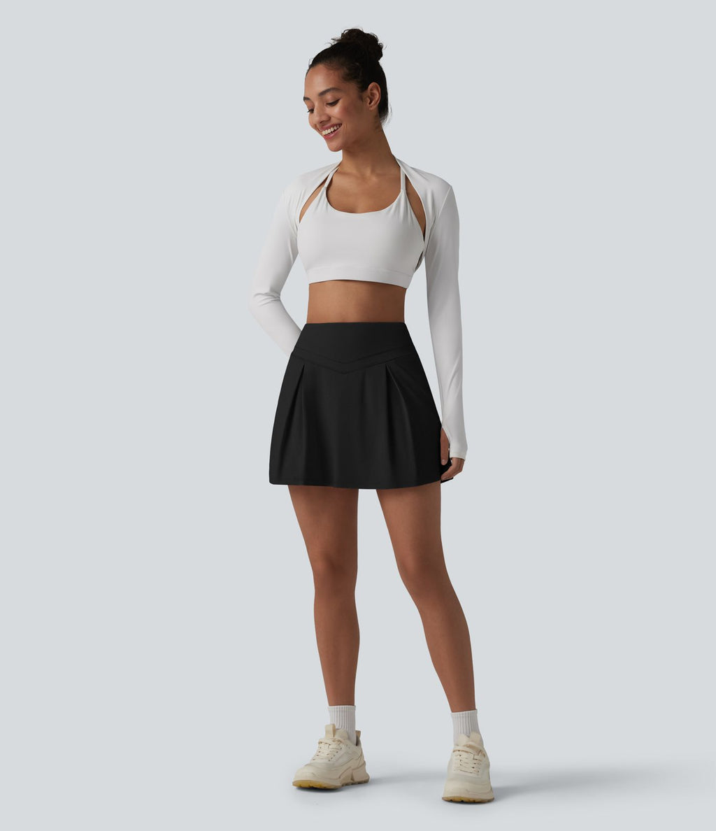 Jupe de sport 2-en-1 SoftlyZero™ Airy, taille mi-haute, effet ventre plat, froncée, avec poches - Protection solaire UPF50+