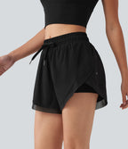 Short de running 2-en-1 taille mi-haute 7,5 cm avec cordon, ourlet incurvé, mesh contrasté et poches