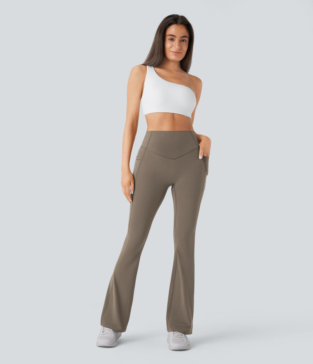 Pantalon de yoga à coupe bootcut gainant galbant taille haute avec effet scrunch et poches Halara UltraSculpt™