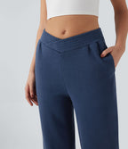 Jogging décontracté coton taille mi-haute croisé avec poches