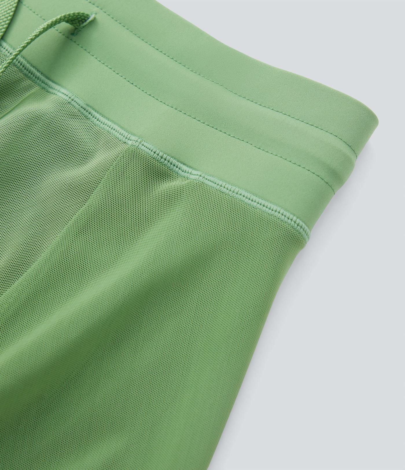 Jupe Casual Évasée Mesh Mi-Longue Fuide 2 en 1 Contrastée Taille Haute Cordon Poche Latérale