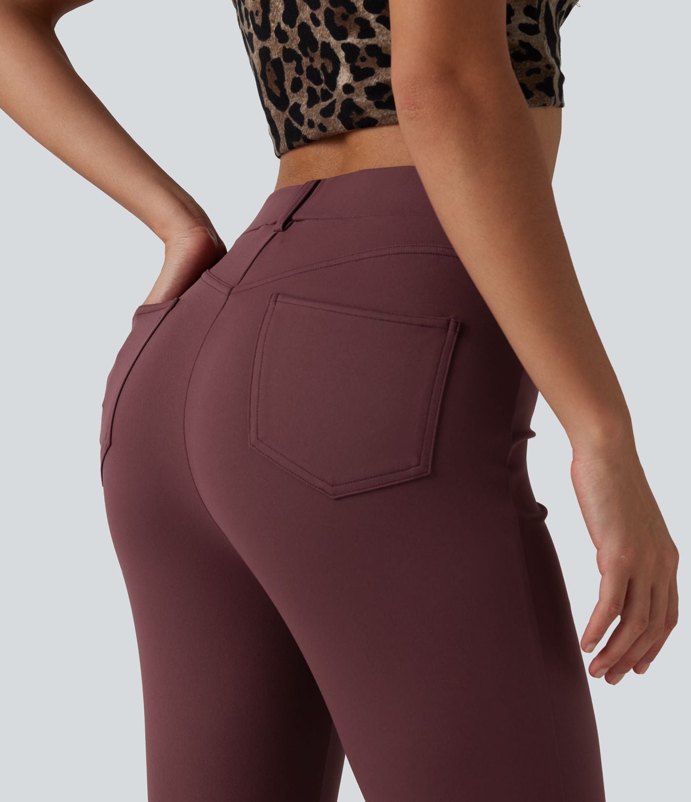 Leggings courts décontractés DayStretch taille haute en dentelle contrastée avec poches