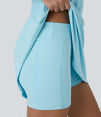 Robe de sport danse 2-pièces SoftlyZero™ Plush double bretelles caraco avec poche A-D