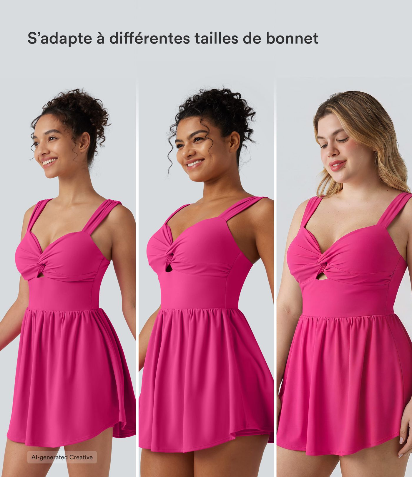 Robe casual micro-mini 2-en-1 avec brassière intégrée et décolleté cœur en SoftlyZero™ Plush avec poche - Édition Easy Peasy