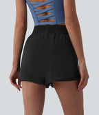 Short de running 2-en-1 taille haute mesh contrasté avec poches